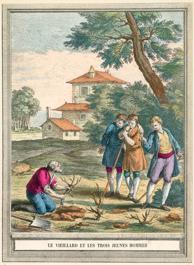 The Old Man and the Three Young Men by French School